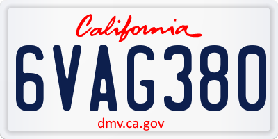 CA license plate 6VAG380