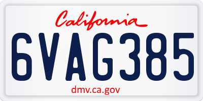 CA license plate 6VAG385