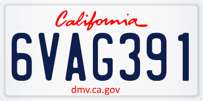 CA license plate 6VAG391