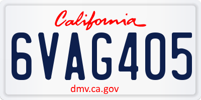 CA license plate 6VAG405