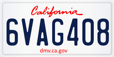 CA license plate 6VAG408