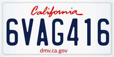 CA license plate 6VAG416