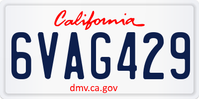 CA license plate 6VAG429