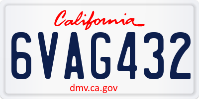 CA license plate 6VAG432