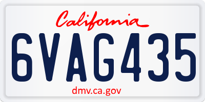 CA license plate 6VAG435