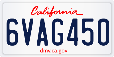 CA license plate 6VAG450