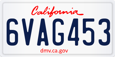 CA license plate 6VAG453