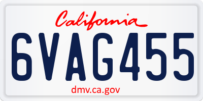 CA license plate 6VAG455