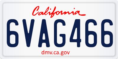 CA license plate 6VAG466