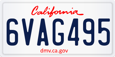 CA license plate 6VAG495