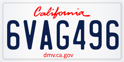 CA license plate 6VAG496