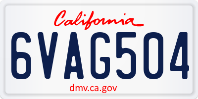 CA license plate 6VAG504