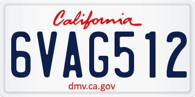 CA license plate 6VAG512