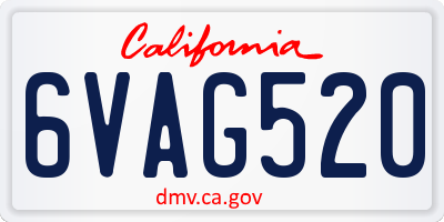 CA license plate 6VAG520