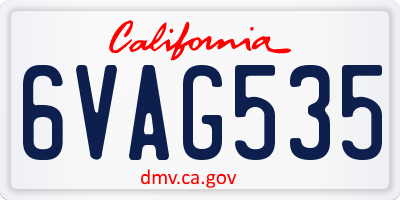 CA license plate 6VAG535