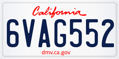 CA license plate 6VAG552