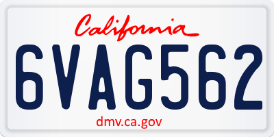 CA license plate 6VAG562