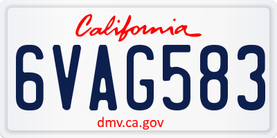 CA license plate 6VAG583