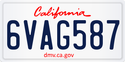 CA license plate 6VAG587