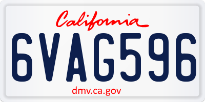 CA license plate 6VAG596