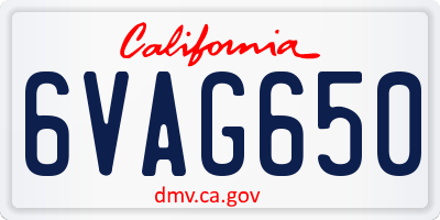 CA license plate 6VAG650