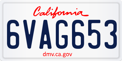 CA license plate 6VAG653