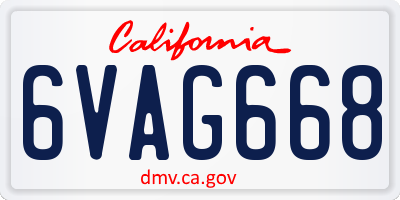 CA license plate 6VAG668