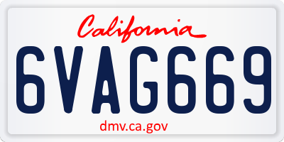 CA license plate 6VAG669