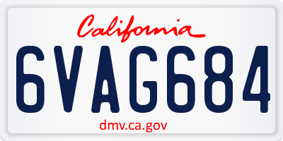 CA license plate 6VAG684