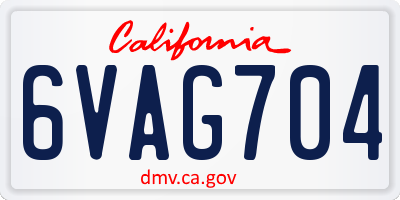 CA license plate 6VAG704