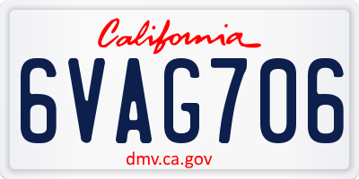 CA license plate 6VAG706