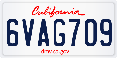 CA license plate 6VAG709