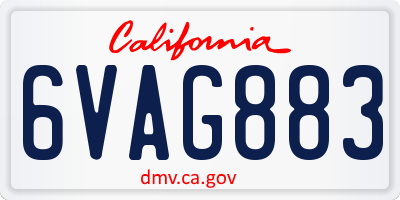 CA license plate 6VAG883