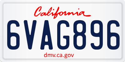 CA license plate 6VAG896