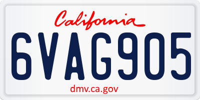 CA license plate 6VAG905
