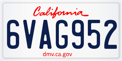 CA license plate 6VAG952