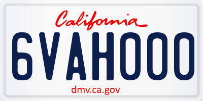 CA license plate 6VAH000