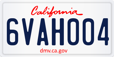 CA license plate 6VAH004