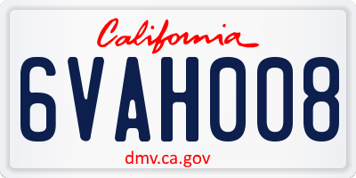 CA license plate 6VAH008