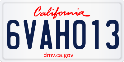 CA license plate 6VAH013
