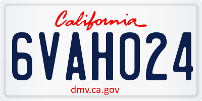 CA license plate 6VAH024