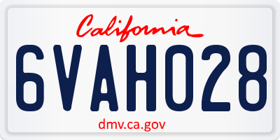 CA license plate 6VAH028
