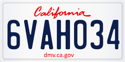 CA license plate 6VAH034