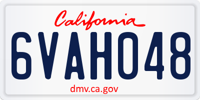 CA license plate 6VAH048