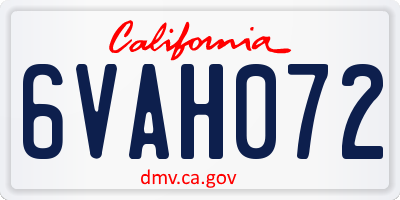 CA license plate 6VAH072