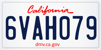 CA license plate 6VAH079