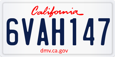 CA license plate 6VAH147