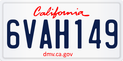 CA license plate 6VAH149
