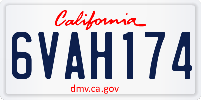CA license plate 6VAH174