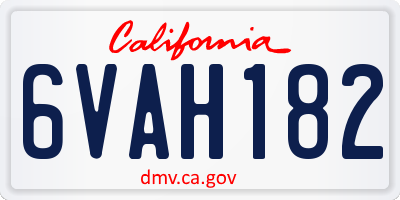 CA license plate 6VAH182